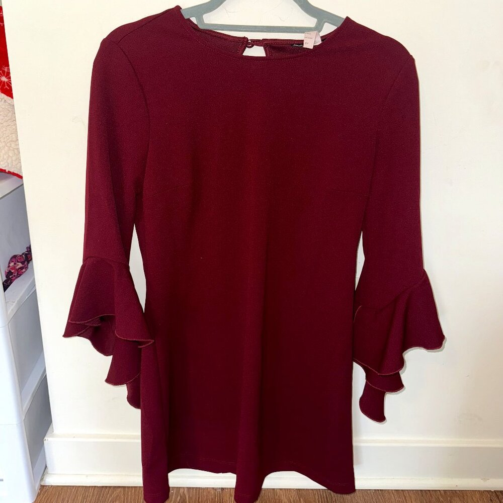 Bell Sleeve Dress Wine Burgundy Size 5/6